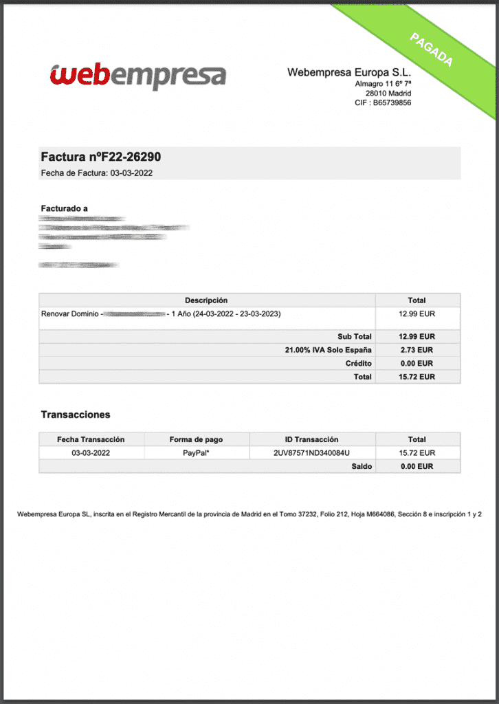 Factura webempresa pdf