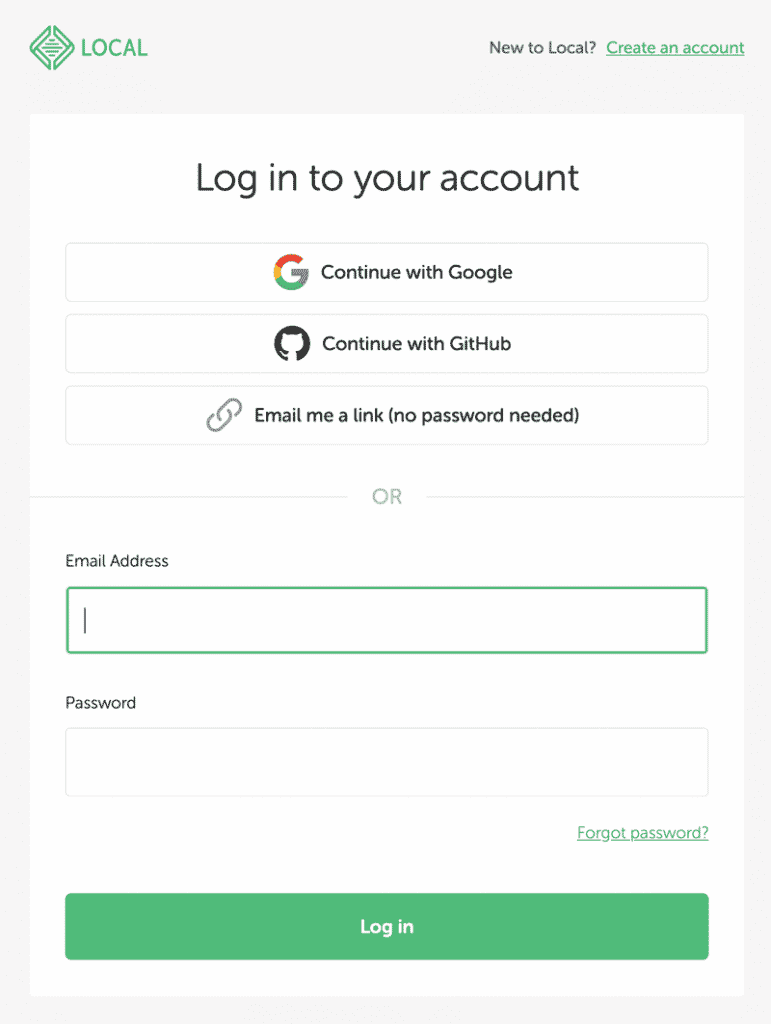 LogIn en la aplicación de Local WordPress
