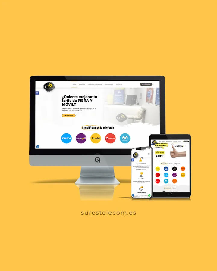 Diseño Web Surestelecom telefonía y fibra de internet